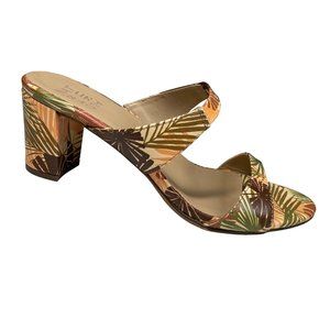 Naturalizer Venus leather neutral earth palms block heeled slip-on Sandals 8.5